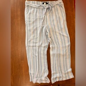 Plus Size Wide Leg Pants Blue White Gauzy Crinkle Boho Lined Tie Waist 2X Torrid